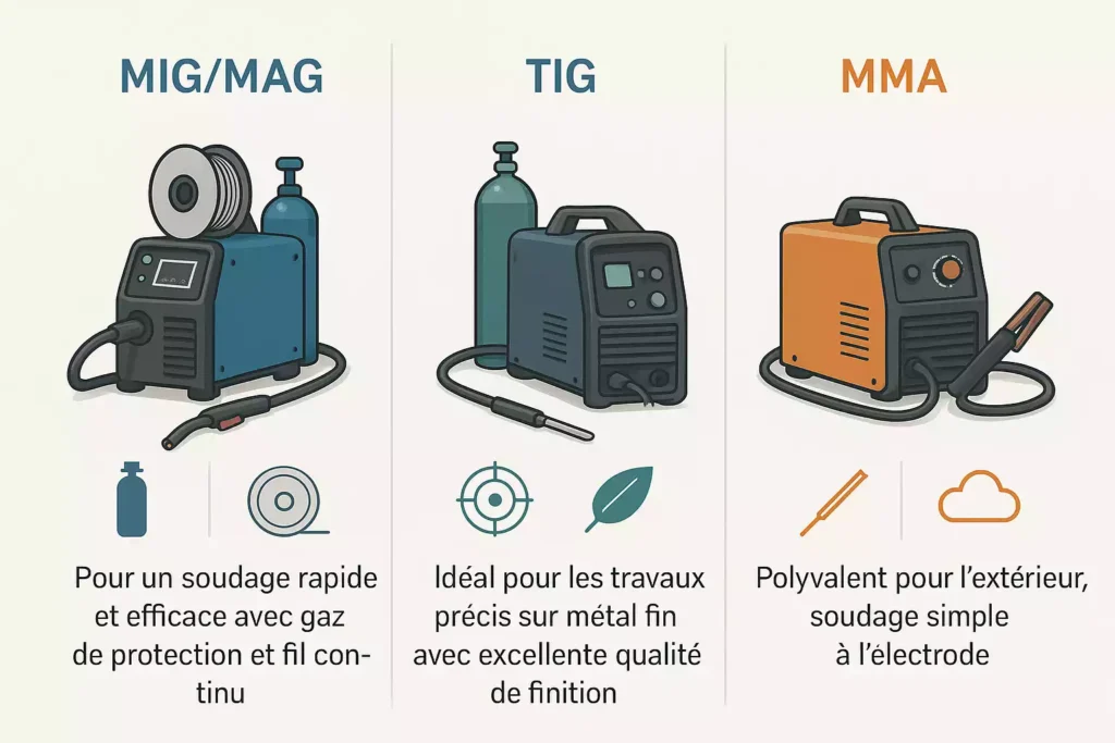 Différences entre MIG MAG, TIG et MMA