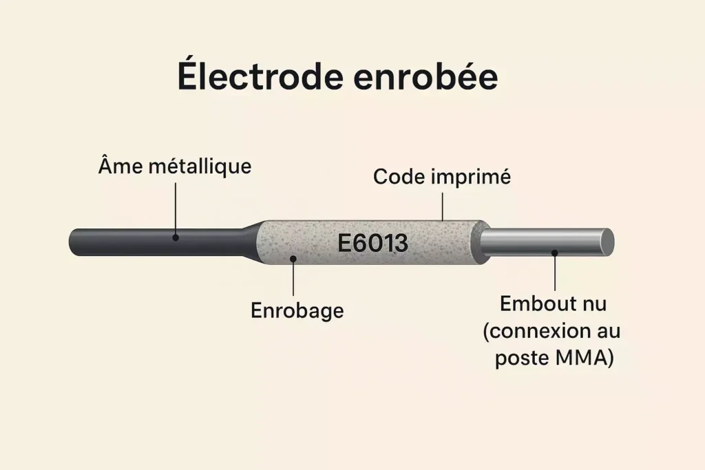 baguette enrobée avec code imprimé et embout nu visible