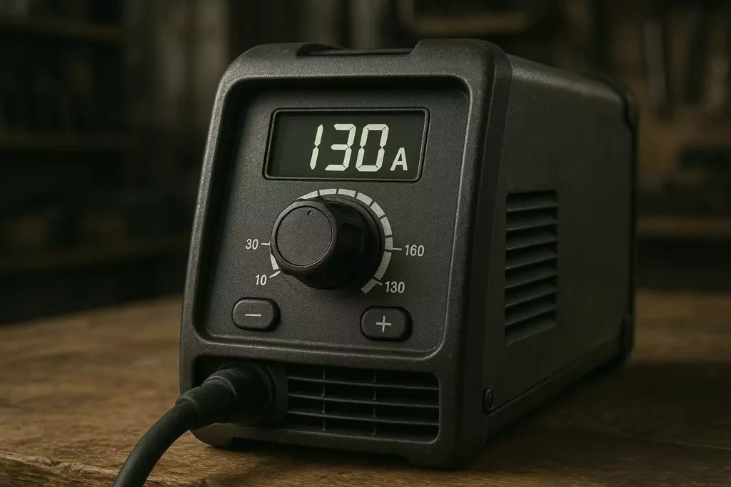 Panneau de réglage d'un poste à souder inverter avec affichage des ampères
