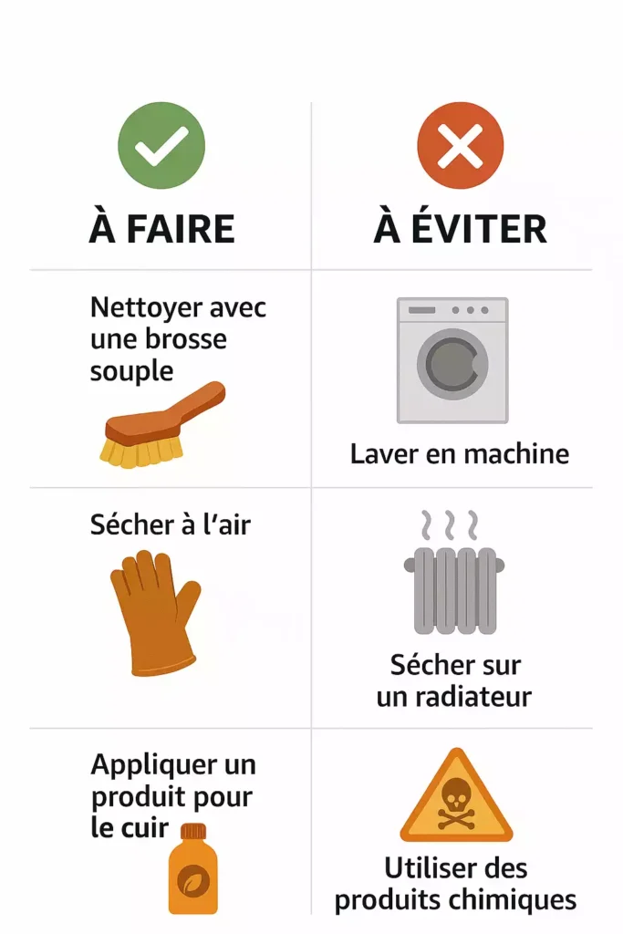 Checklist entretien gants de soudure en cuir avec bonnes pratiques et erreurs à éviter
